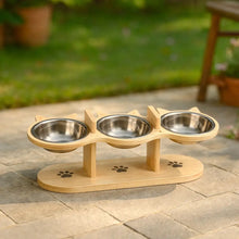 Gamelle pour chat avec support en bois | Support de nourriture réglable