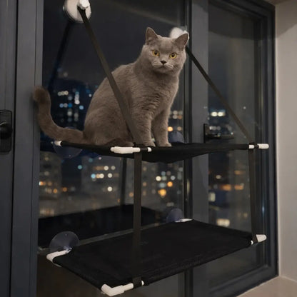 Hamac de fenêtre pour chats | Lit double pour chats avec ventouse