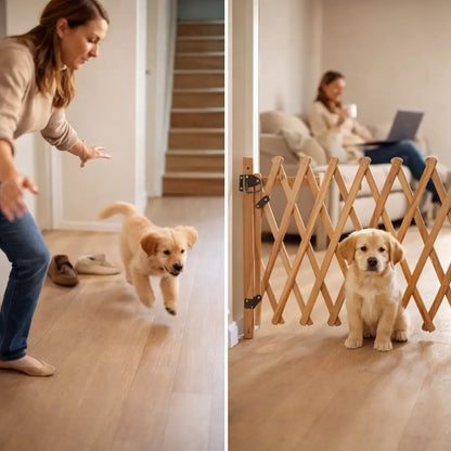 Barrière extensible en bois pour chien pour portes & escaliers