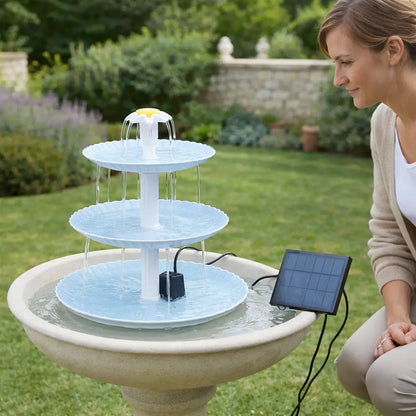 Solar Vogelbad 3-stufig | Lockt Vögel in deinen Garten (3.5W)