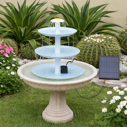 Solar Vogelbad 3-stufig | Lockt Vögel in deinen Garten (3.5W)
