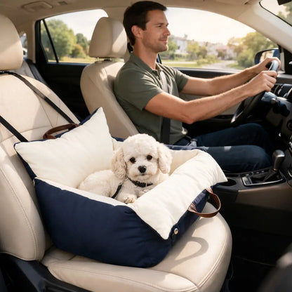 Dog Car Seat & Travel Bed | Soft & Double Secured