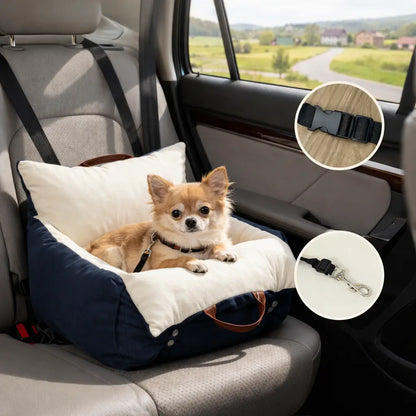 Dog Car Seat & Travel Bed | Soft & Double Secured