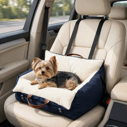 Dog Car Seat & Travel Bed | Soft & Double Secured