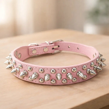 Leather Dog Collar with Studs & Spikes | Stylish & Durable