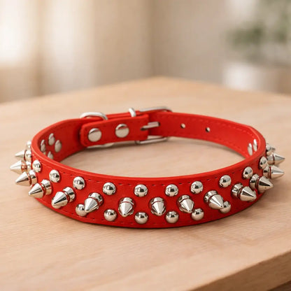 Leather Dog Collar with Studs & Spikes | Stylish & Durable