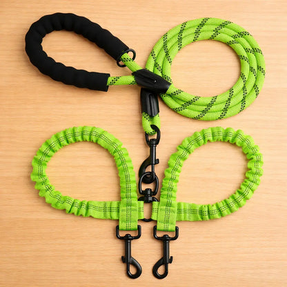 2-in-1 Dog Leash for 2 Dogs | Tangle-Free Double Leash