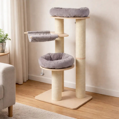 Grand arbre à chat | Stable avec surfaces de repos et hamac