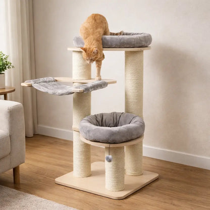 Grand arbre à chat | Stable avec surfaces de repos et hamac