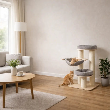 Grand arbre à chat | Stable avec surfaces de repos et hamac