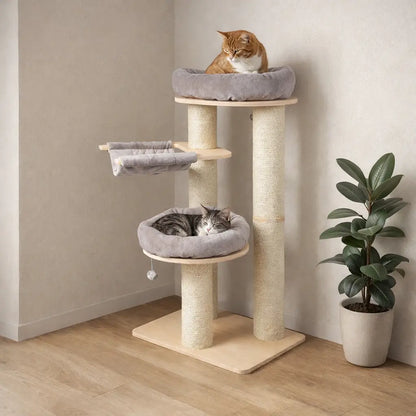 Grand arbre à chat | Stable avec surfaces de repos et hamac