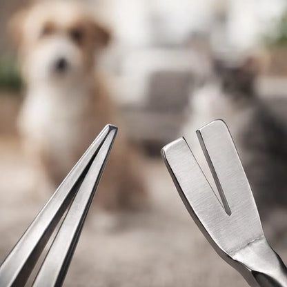 Zeckenzange Hund | Präzise Edelstahl Pinzette 2-in-1