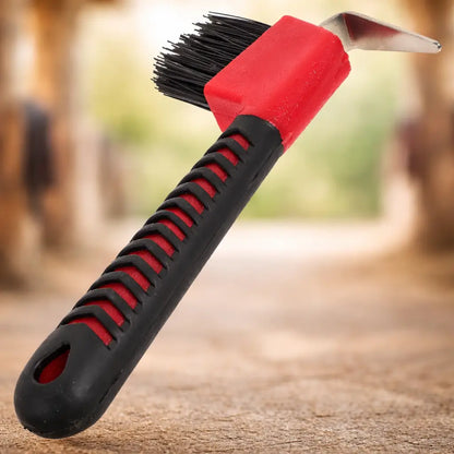 Hufkratzer mit Bürste | Edelstahl Hufreiniger für Pferdepflege