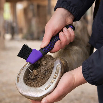 Hufkratzer mit Bürste | Edelstahl Hufreiniger für Pferdepflege