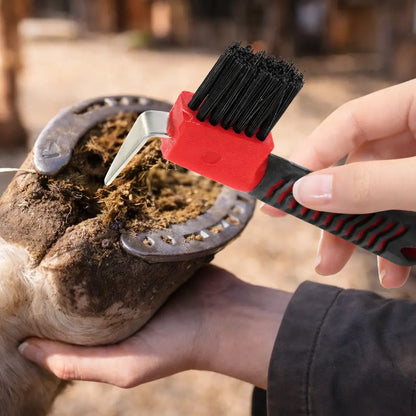 Hufkratzer mit Bürste | Edelstahl Hufreiniger für Pferdepflege