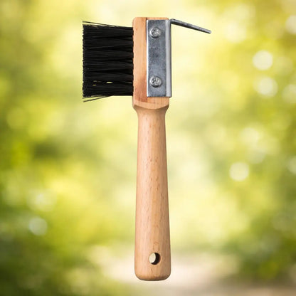 Hoof Scraper with Brush | Wooden Handle Hoof Cleaner for Horse Care