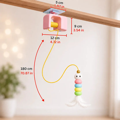 Cat toy for door frames | Interactive cat play with feather