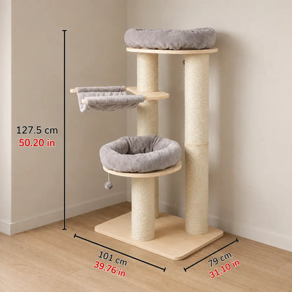 Grand arbre à chat | Stable avec surfaces de repos et hamac