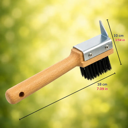 Hoof Scraper with Brush | Wooden Handle Hoof Cleaner for Horse Care