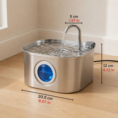 Stainless Steel Cat Drinking Fountain 3.2L | Quiet & Hygienic