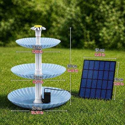 Solar Vogelbad 3-stufig | Lockt Vögel in deinen Garten (3.5W)
