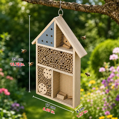 Hôtel à insectes en bois pour jardin & balcon | Hôtel à abeilles