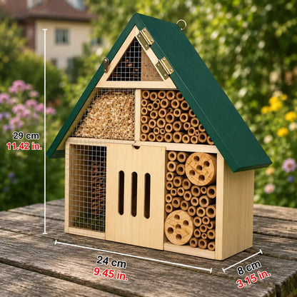 Insect hotel made of wood for garden & balcony | Sustainable bee hotel