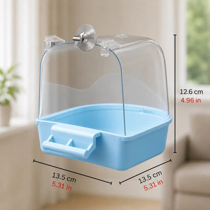 Birdbath for Cage | Bath Box with Splash Guard & Shower Cap