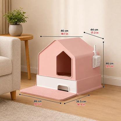 Cat litter box with drawer & double door | Closed & odor-free