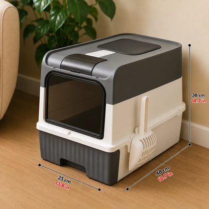 Cat litter box with drawer & lid | Closed large cat toilet