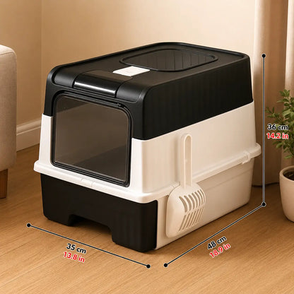 Cat litter box with drawer & lid | Closed large cat toilet