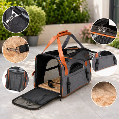 Dog carrier | Foldable travel bag with ventilation & comfort bed