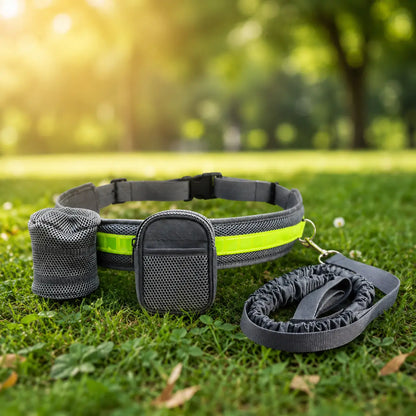 Dog leash with running belt | Hands-free system for walking & jogging