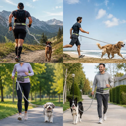 Dog leash with running belt | Hands-free system for walking & jogging