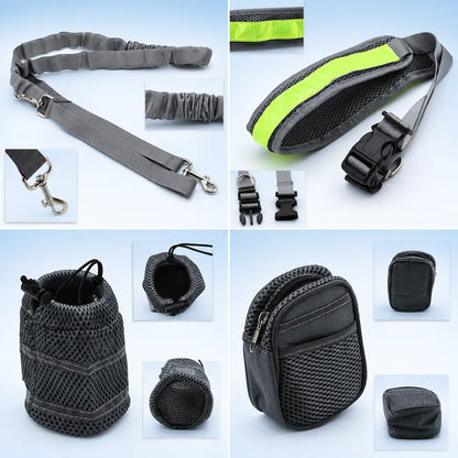 Dog leash with running belt | Hands-free system for walking & jogging