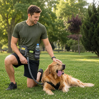 Dog leash with running belt | Hands-free system for walking & jogging