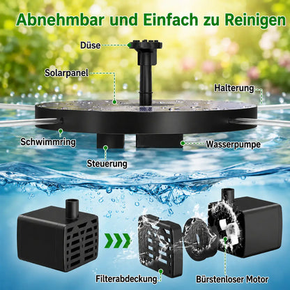 Solar Fountain for Birdbath | 3.5 W with 6 Nozzles