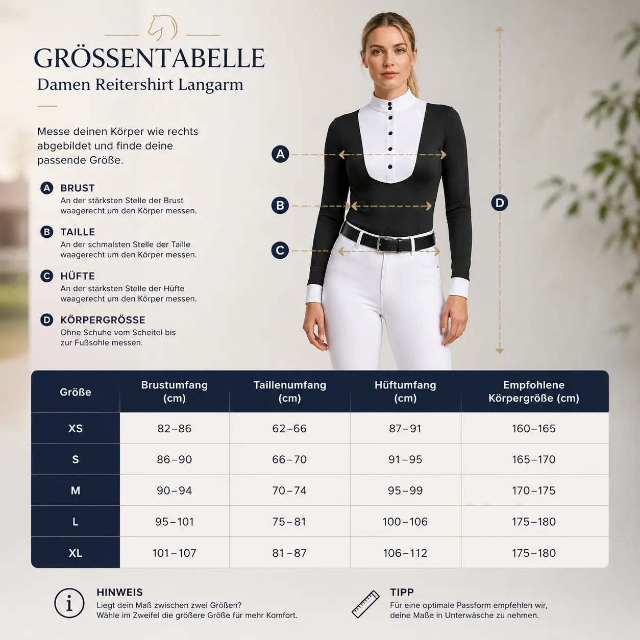 Reitershirt Größentabelle 