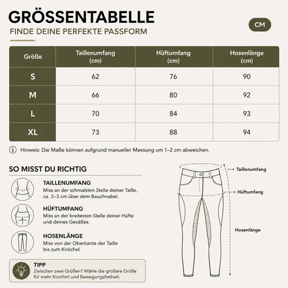 Reithose  Größentabelle 
