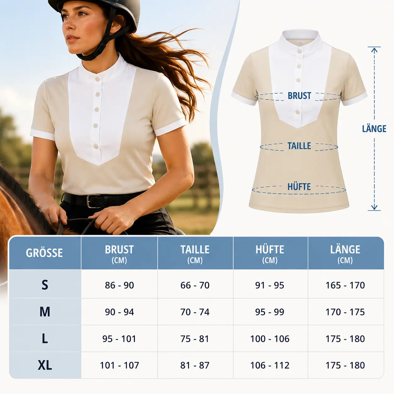 Damen_Reitshirt Größentabelle
