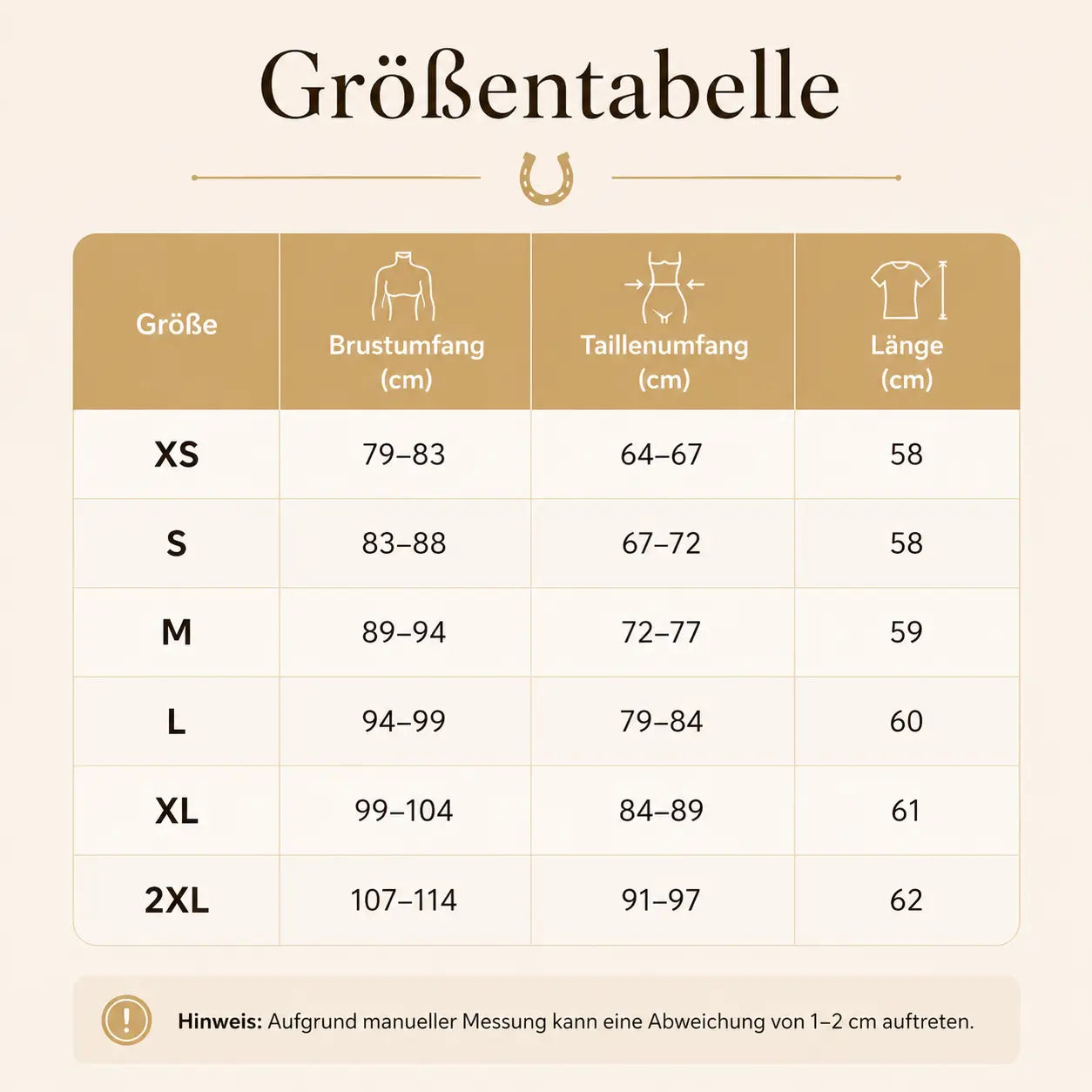 Reitshirt Größentabelle 
