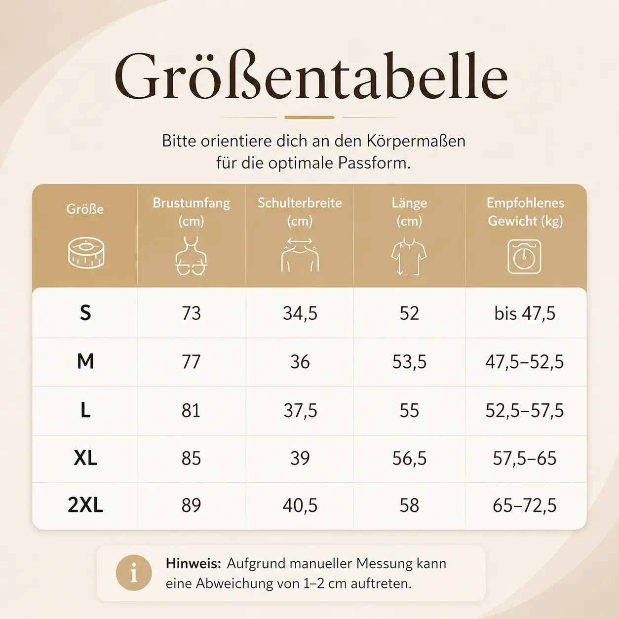 Reitshirt Größentabelle 