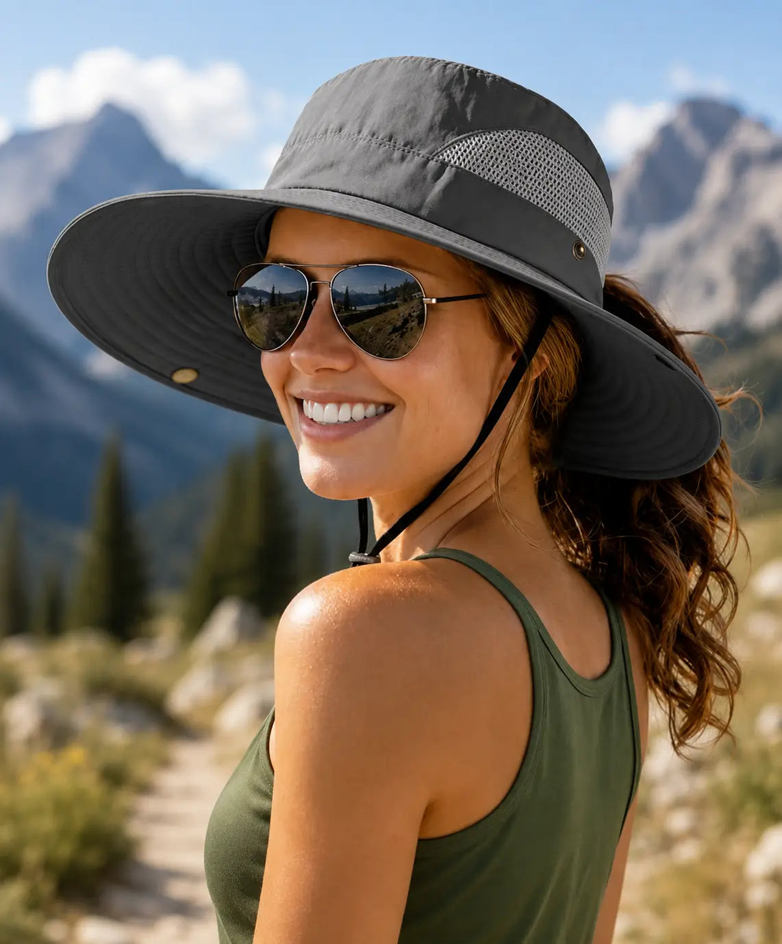 Damen_Sonnenhut Variantenbild Dunkelgrau