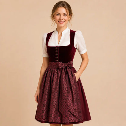 Dirndl Damen Rot | Elegantes Trachtenkleid für Oktoberfest
