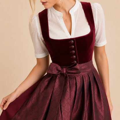 Dirndl Damen Rot | Elegantes Trachtenkleid für Oktoberfest