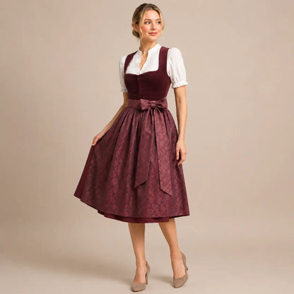 Dirndl Damen Rot | Elegantes Trachtenkleid für Oktoberfest