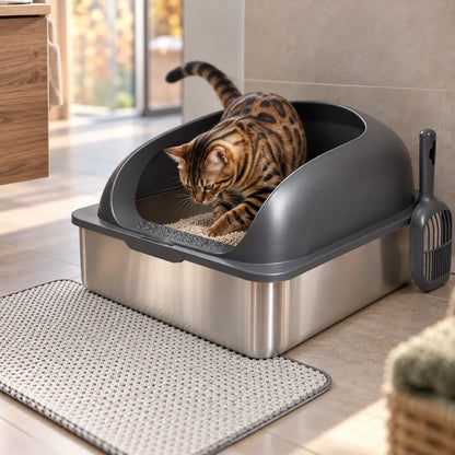 Edelstahl Katzenklo Lifestyle-Bild 