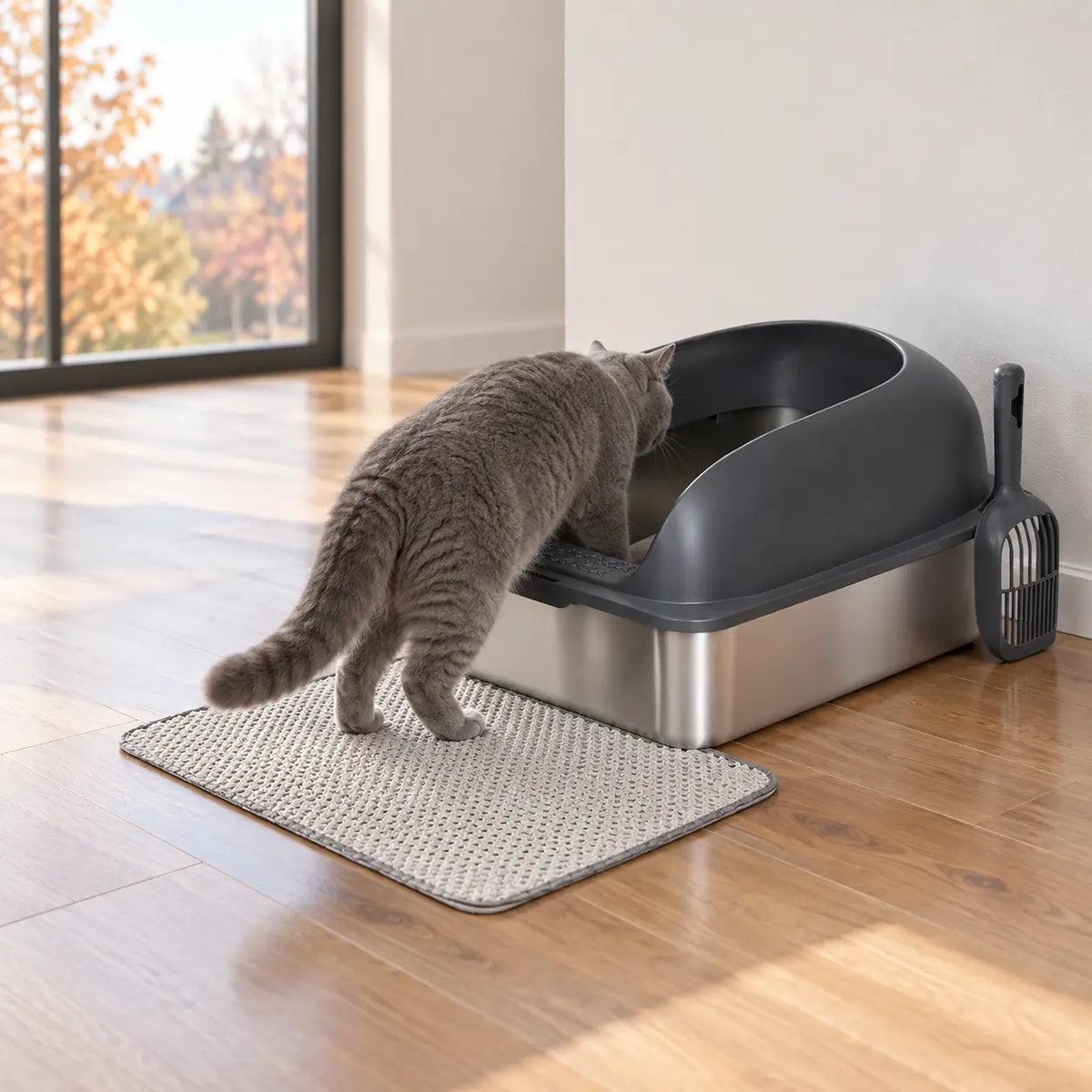 Edelstahl Katzenklo Lifestyle-Bild 