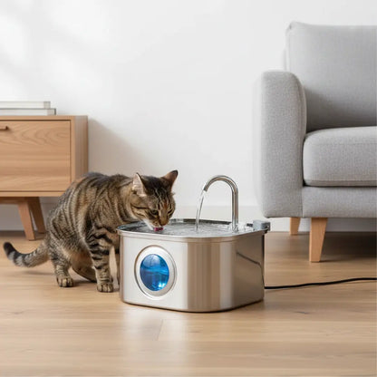 Stainless Steel Cat Drinking Fountain 3.2L | Quiet & Hygienic