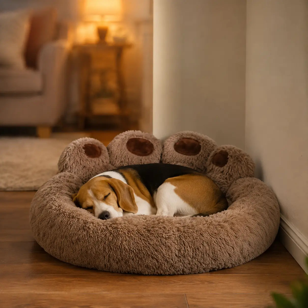 Flauschiges Hundebett Lifestyle-Bild 